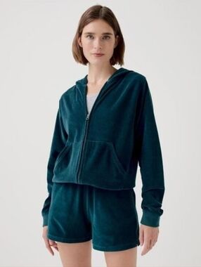 Pact 100% organic cotton velour zip up hoodie, medium